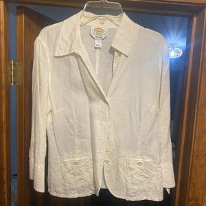 Talbots white linen top
